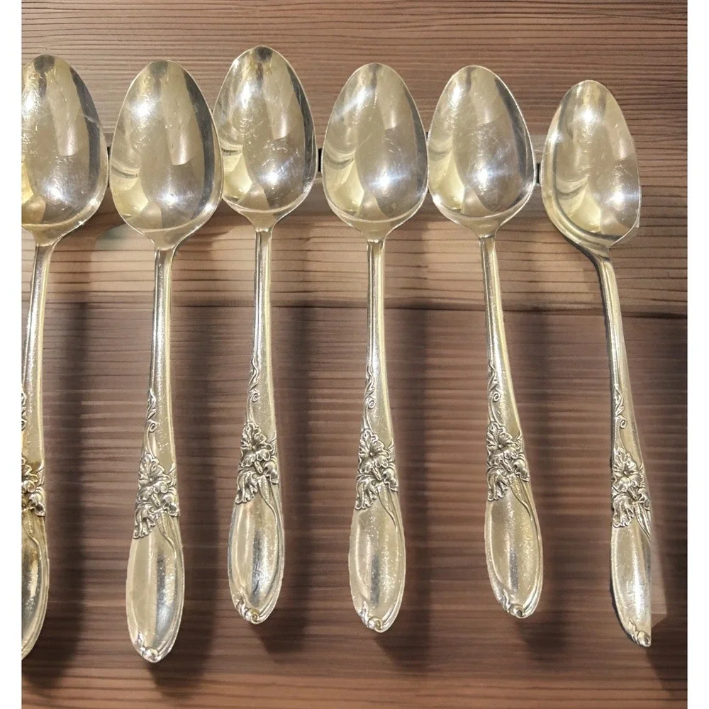 (6) Oneida Community 1953‎ WHITE ORCHID Silver Plate Teaspoons Vintage